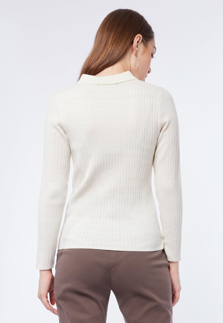 Zip Up Polo Knit Top