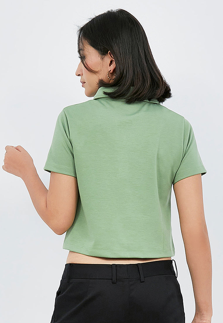 Fitted Crop Polo Shirt
