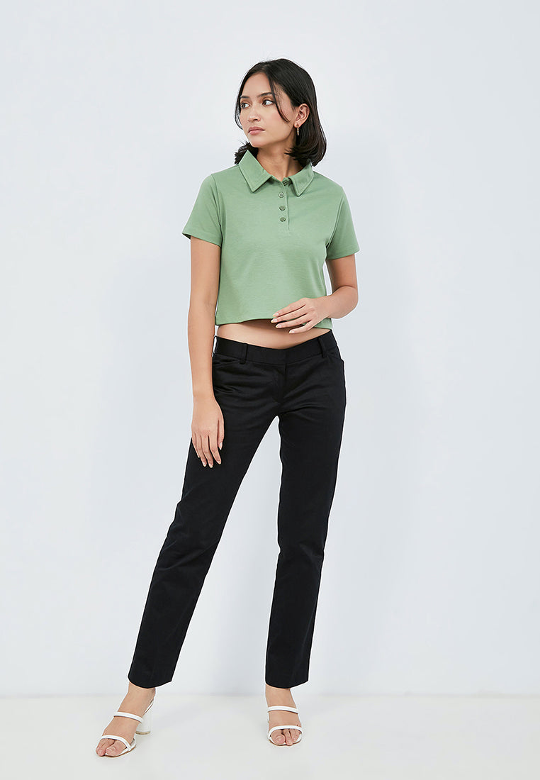 Fitted Crop Polo Shirt