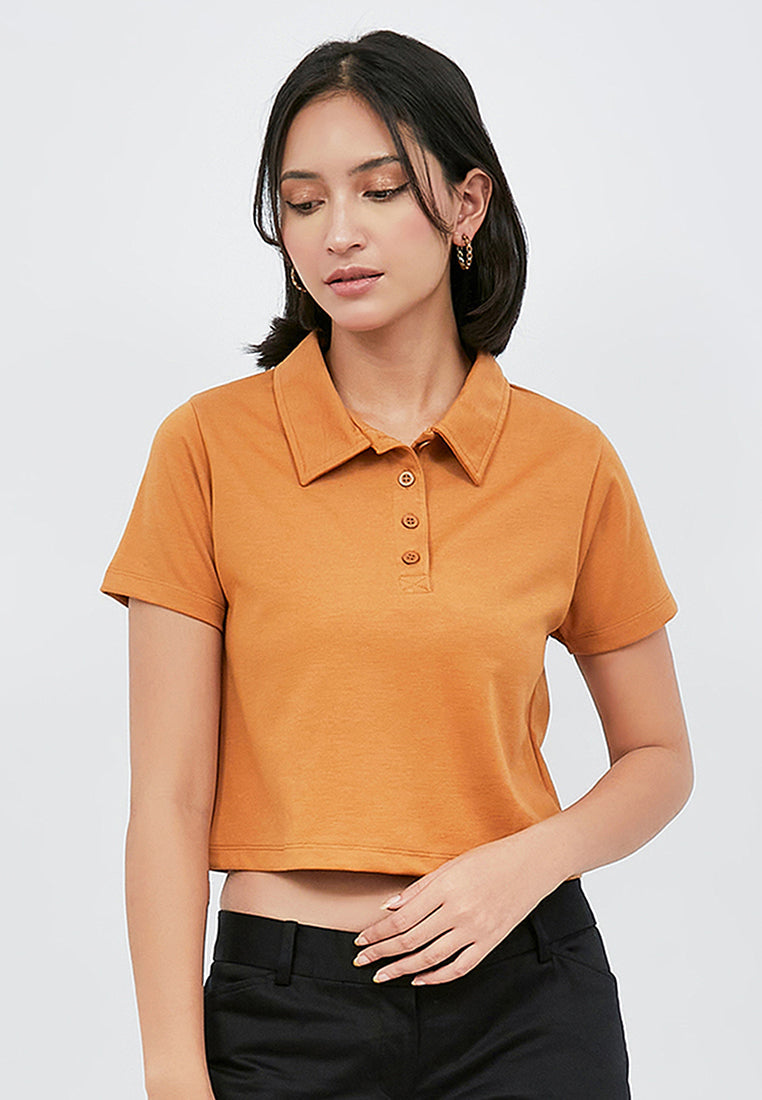 Fitted Crop Polo Shirt