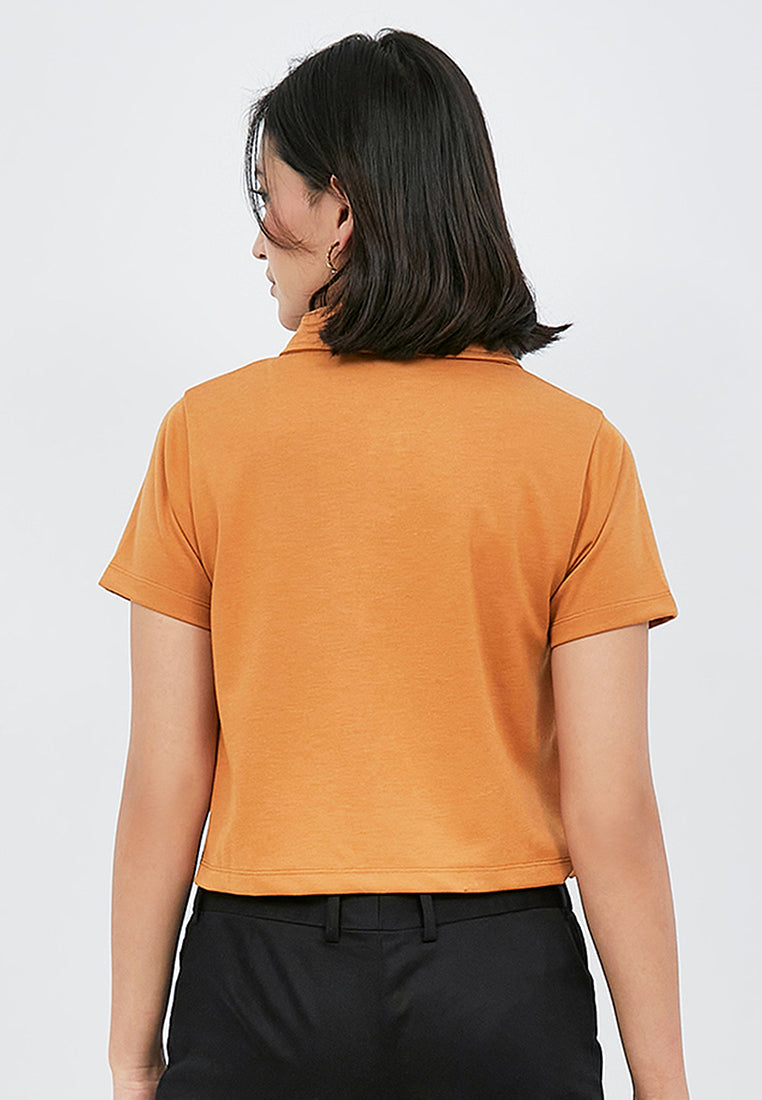 Fitted Crop Polo Shirt