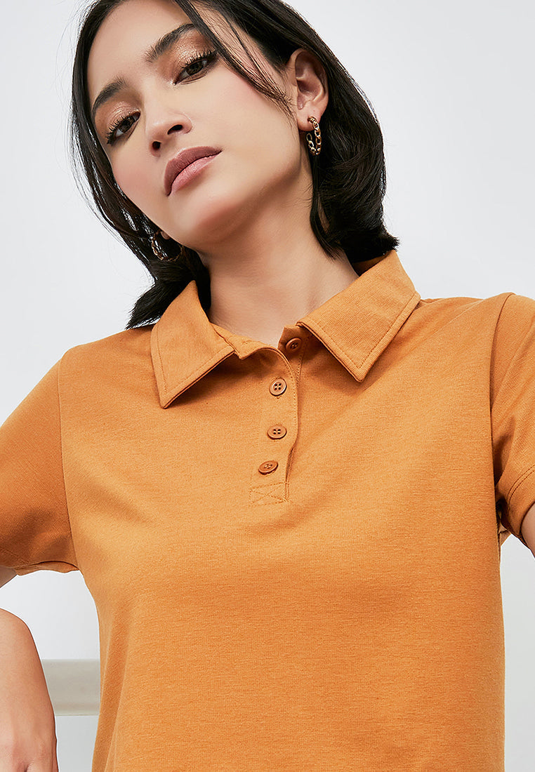 Fitted Crop Polo Shirt