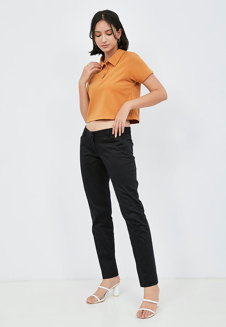 Fitted Crop Polo Shirt
