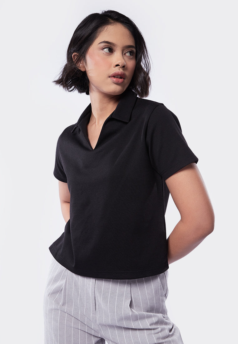 Short Sleeve Boxy Polo Top