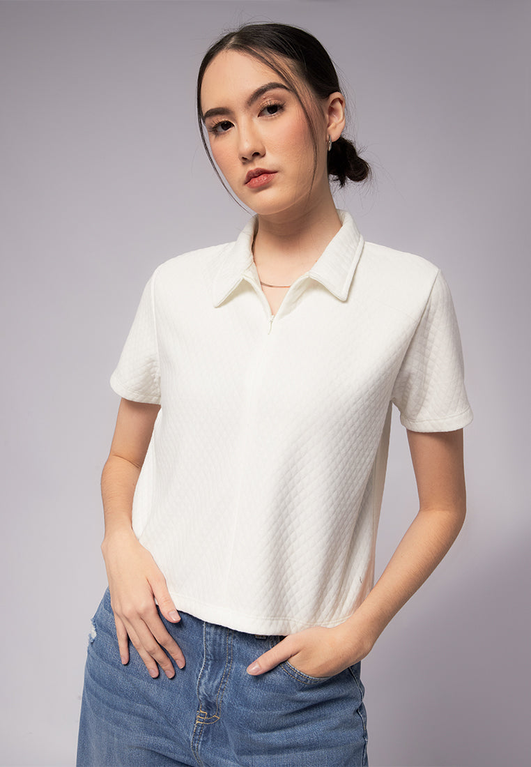 Short Sleeve Polo Shirt with Zipper