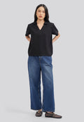 V-Neck Short Sleeve Polo Shirt Black