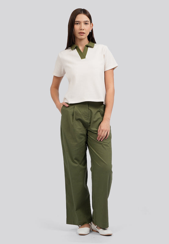 Contrast Collar Polo Top