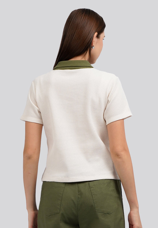 Contrast Collar Polo Top