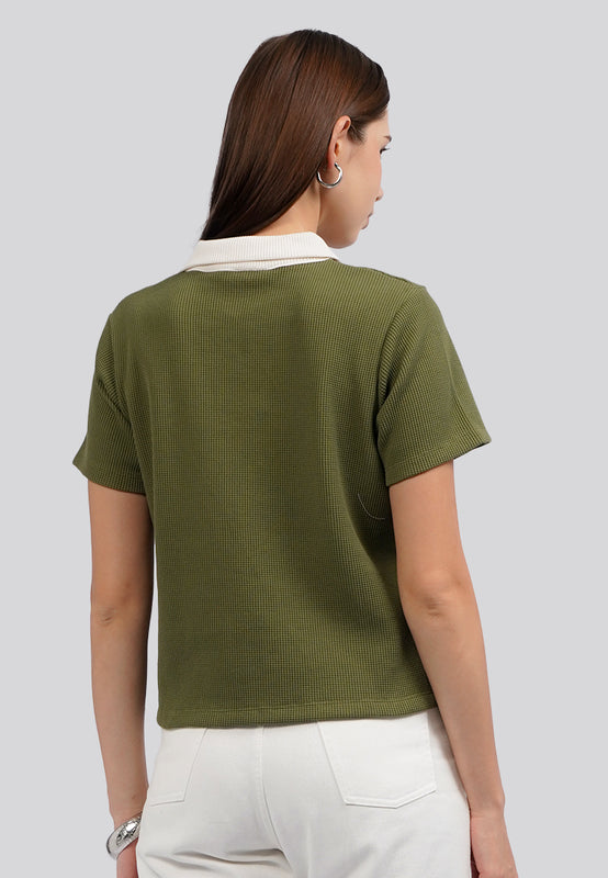 Contrast Collar Polo Top