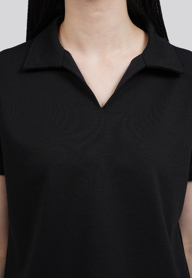 Short Sleeve Crop Polo Shirt