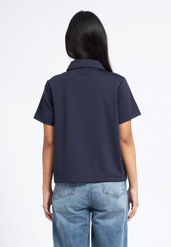 V-Neck Short Sleeve Knit Shirt