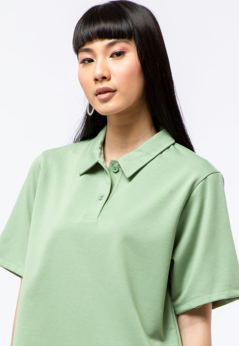 Crop Knit Polo Top