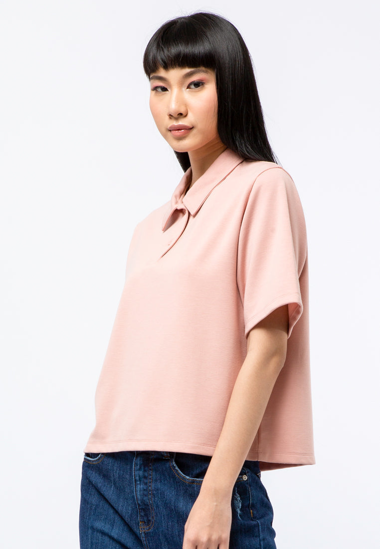 Crop Knit Polo Top