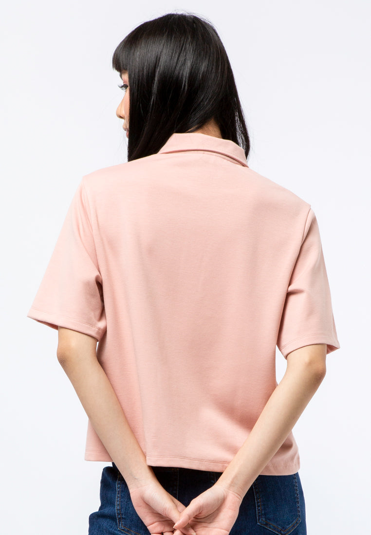 Crop Knit Polo Top