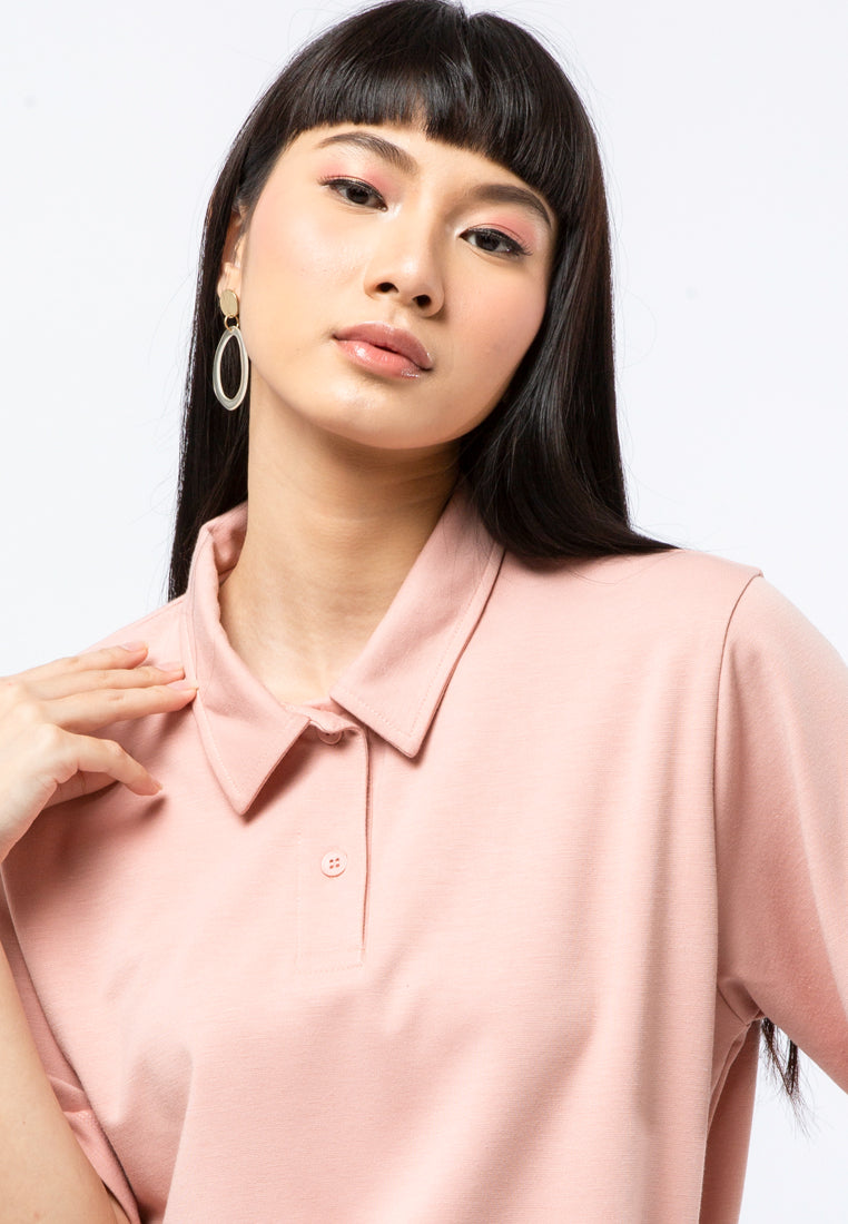 Crop Knit Polo Top