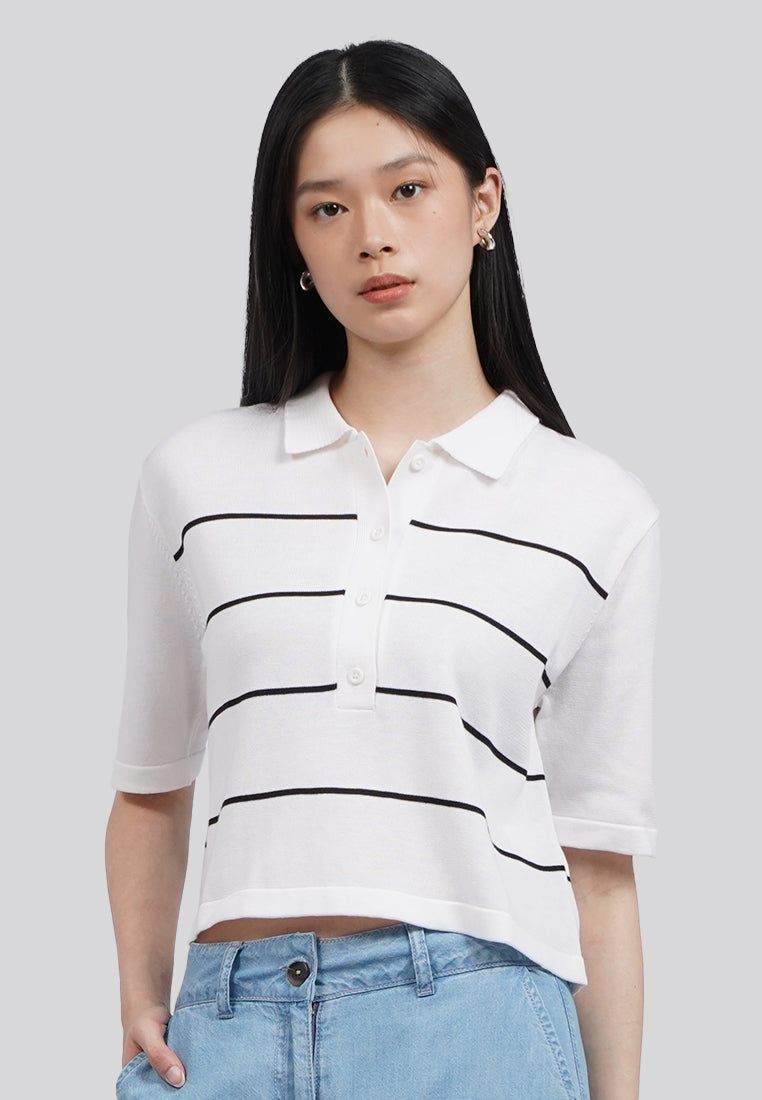 Stripes Short Sleeve Polo Top