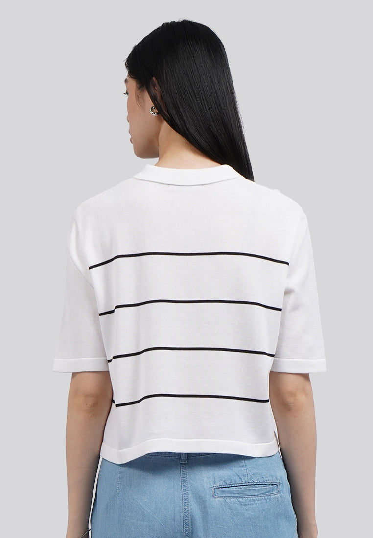 Stripes Short Sleeve Polo Top