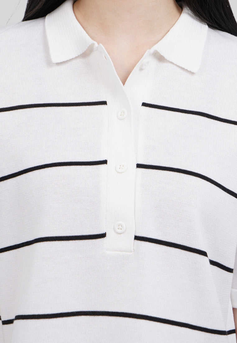 Stripes Short Sleeve Polo Top