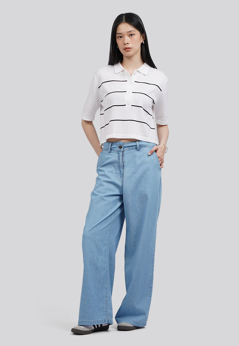 Stripes Short Sleeve Polo Top