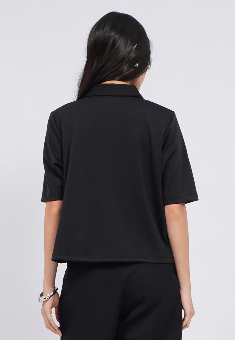 Zip Up Short Sleeve Polo Shirt