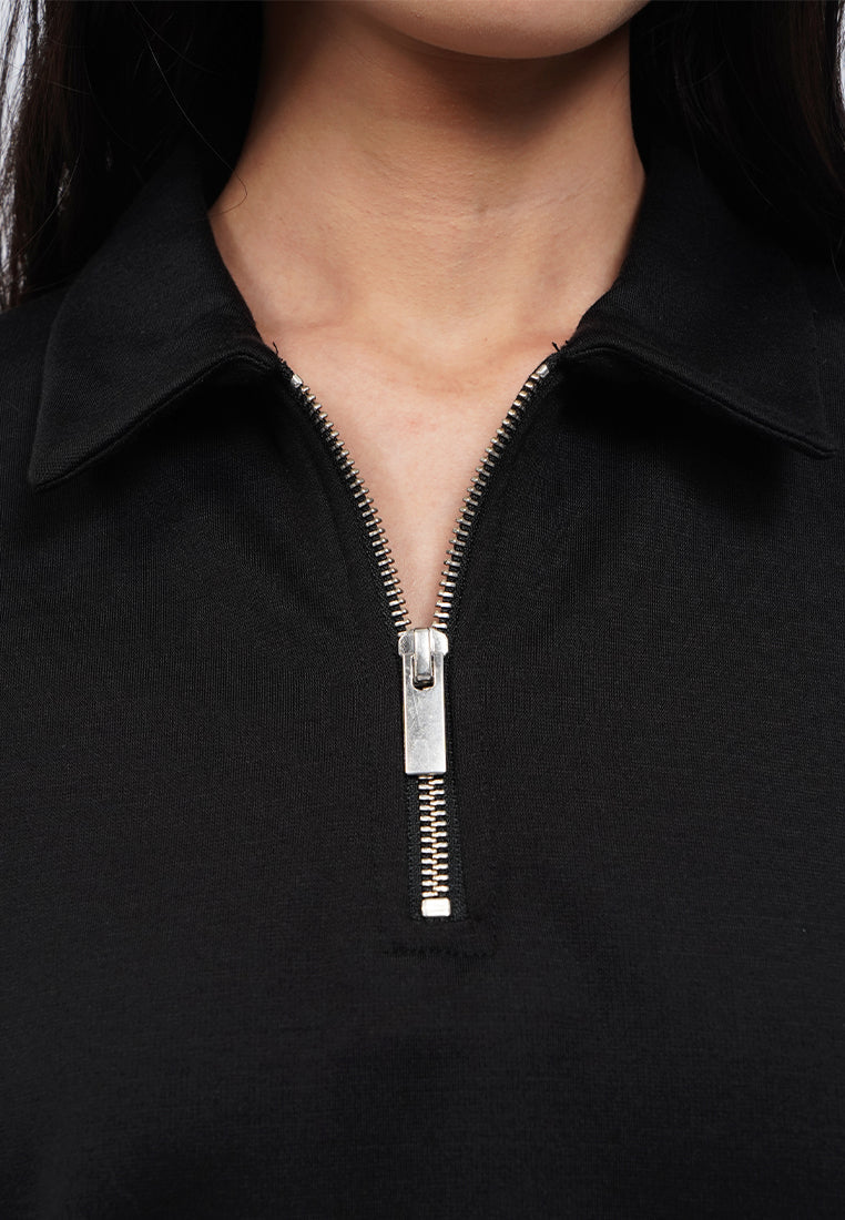 Zip Up Short Sleeve Polo Shirt