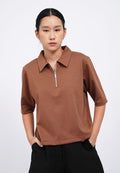 Zip Up Short Sleeve Polo Shirt