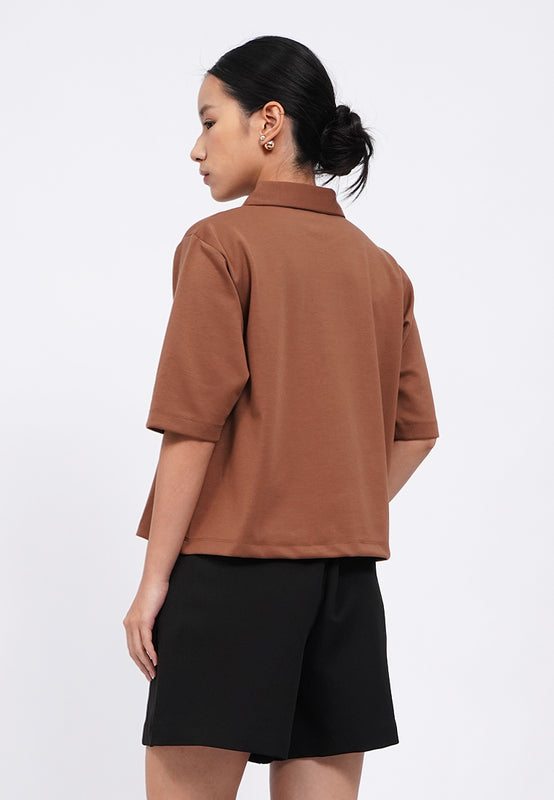 Zip Up Short Sleeve Polo Shirt