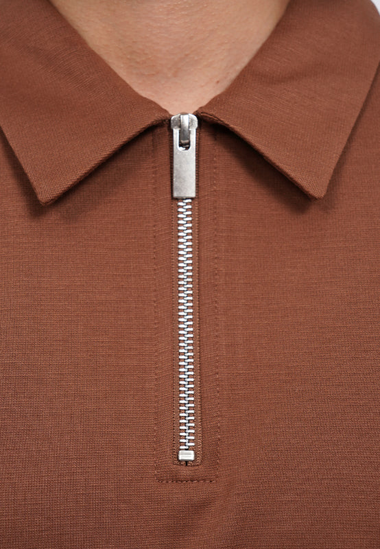 Zip Up Short Sleeve Polo Shirt