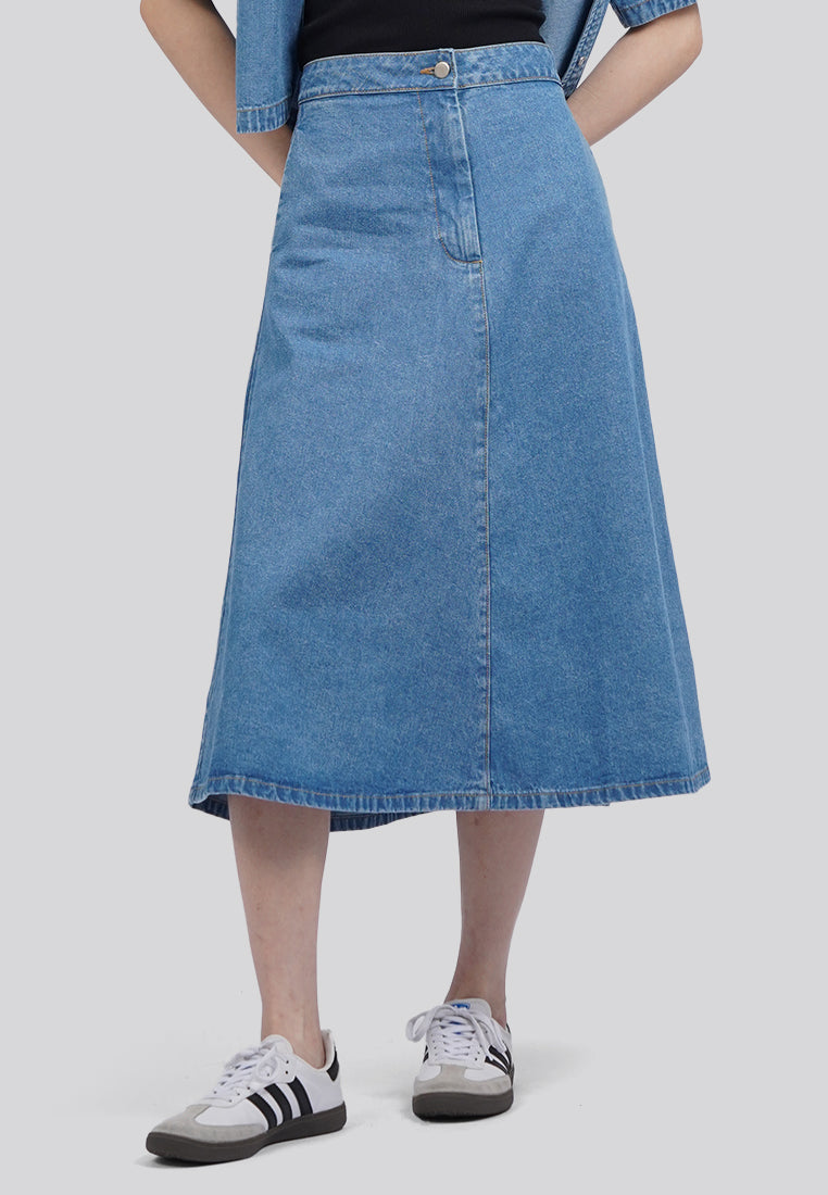 Regular Fit Midi Denim Skirt