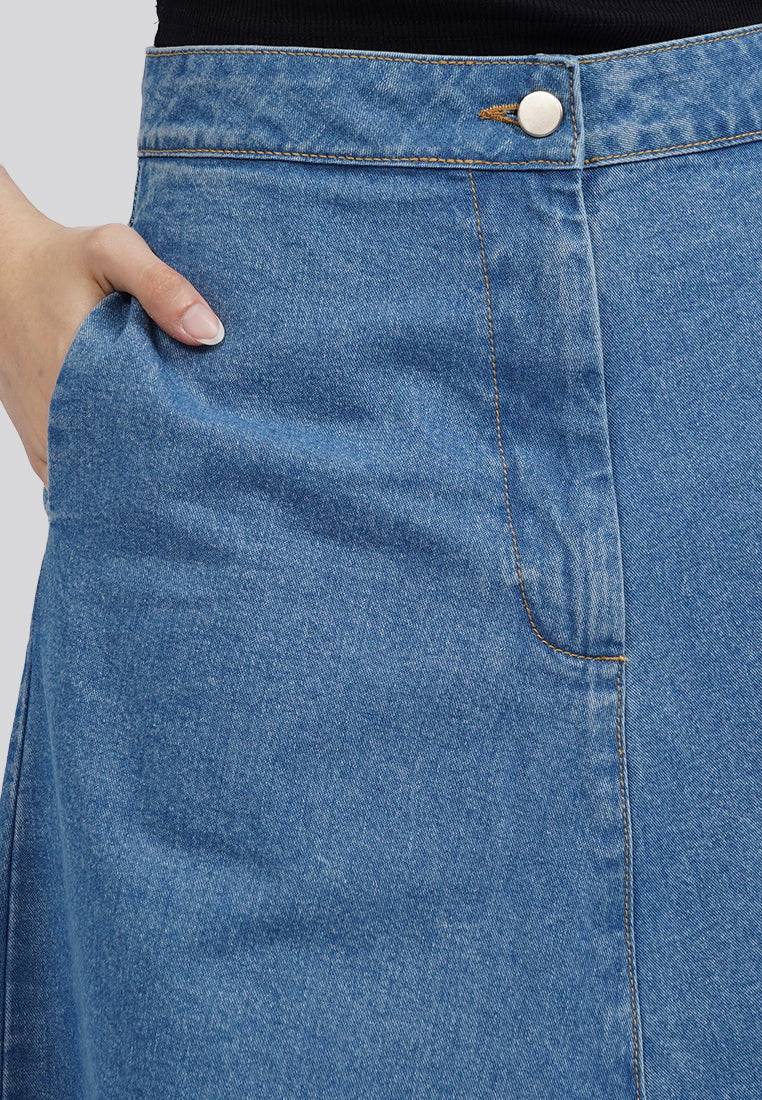 Regular Fit Midi Denim Skirt
