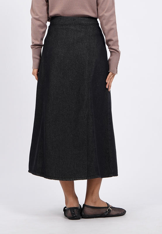 Button Up A-Line Wrap Midi Skirt