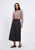 Button Up A-Line Wrap Midi Skirt
