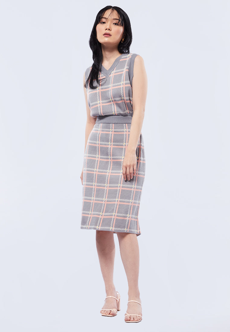 Printed Knit Midi Skirt