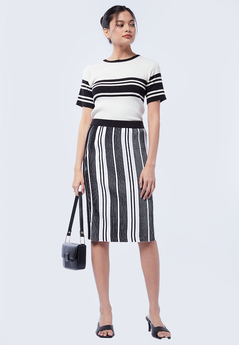 Printed Knit Midi Skirt