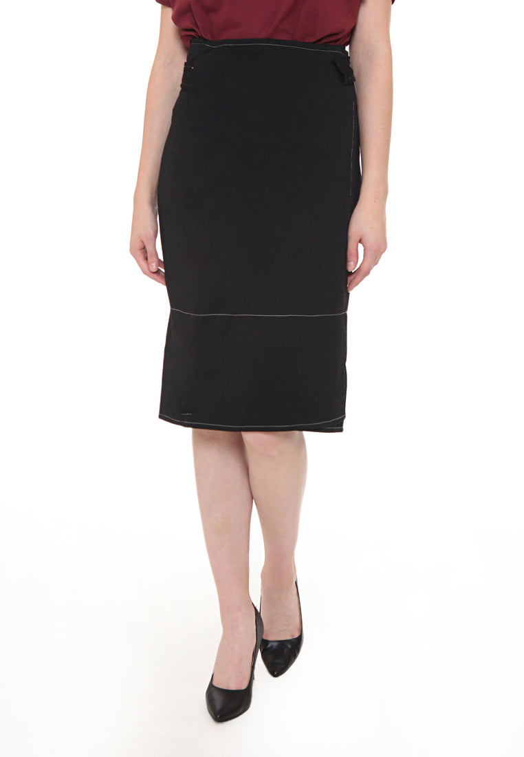 Wrap Skirt with Contrast Top Stitched