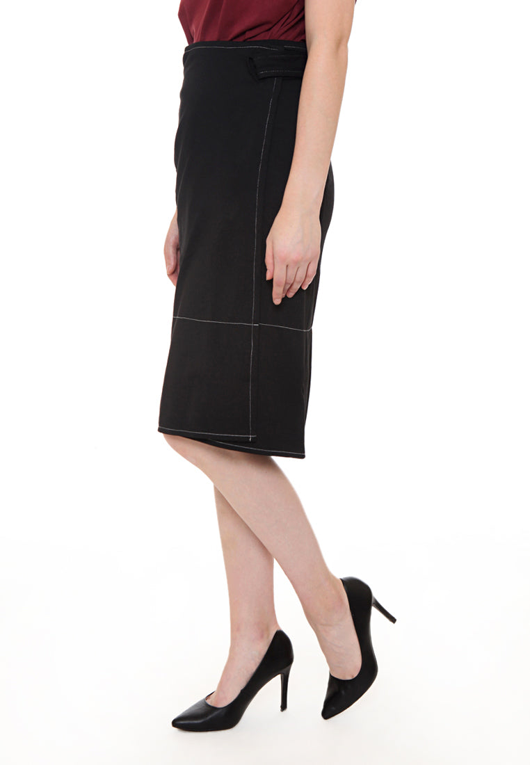 Wrap Skirt with Contrast Top Stitched