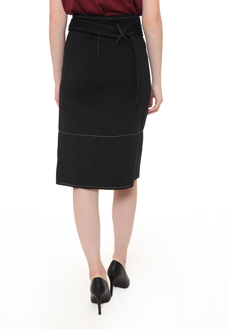Wrap Skirt with Contrast Top Stitched