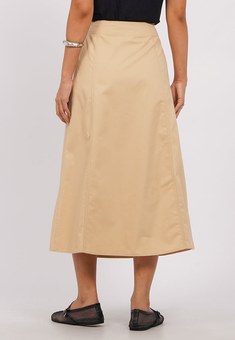 Button Up A-Line Midi Skirt