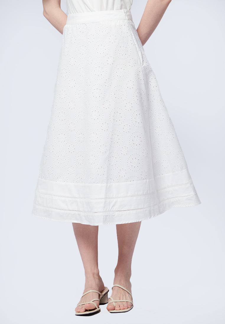 Eyelet Midi Skirt