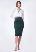 Fitted Midi Skirt with Front Flap Pocket
