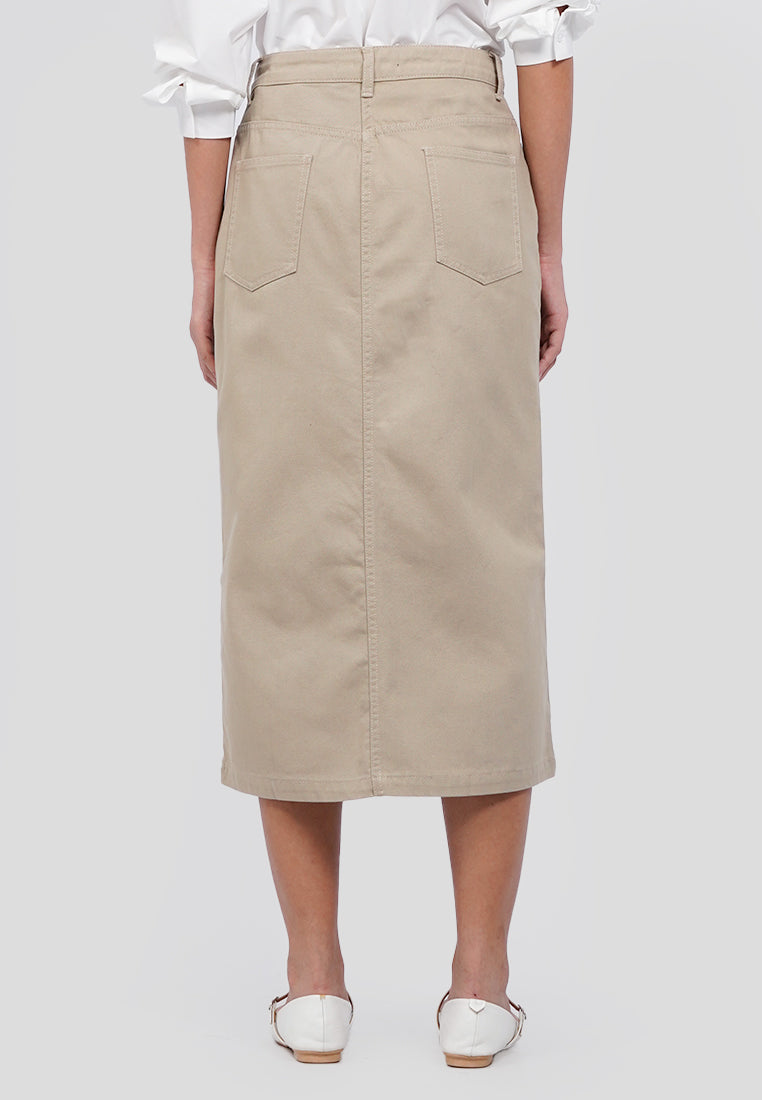 Straight Midi Skirt with Slit