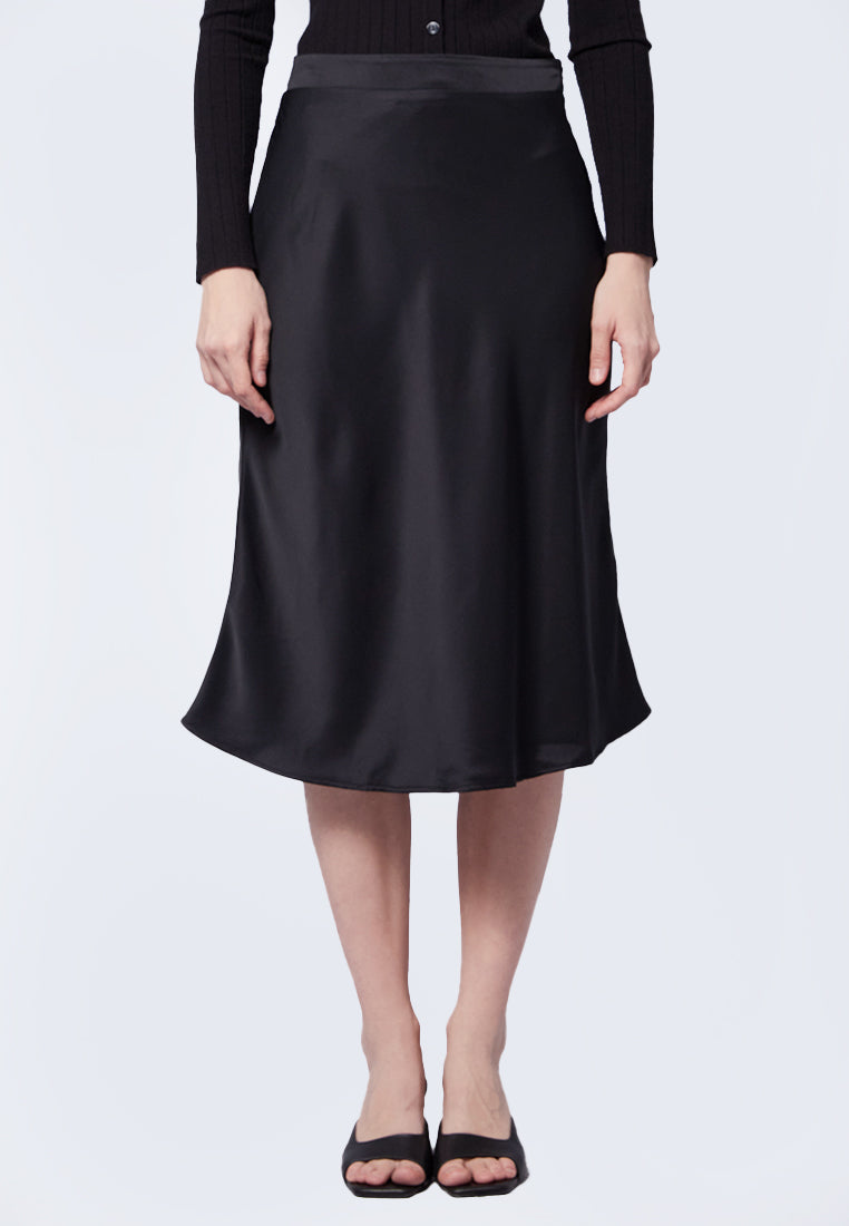 Simple Satin Midi Skirt