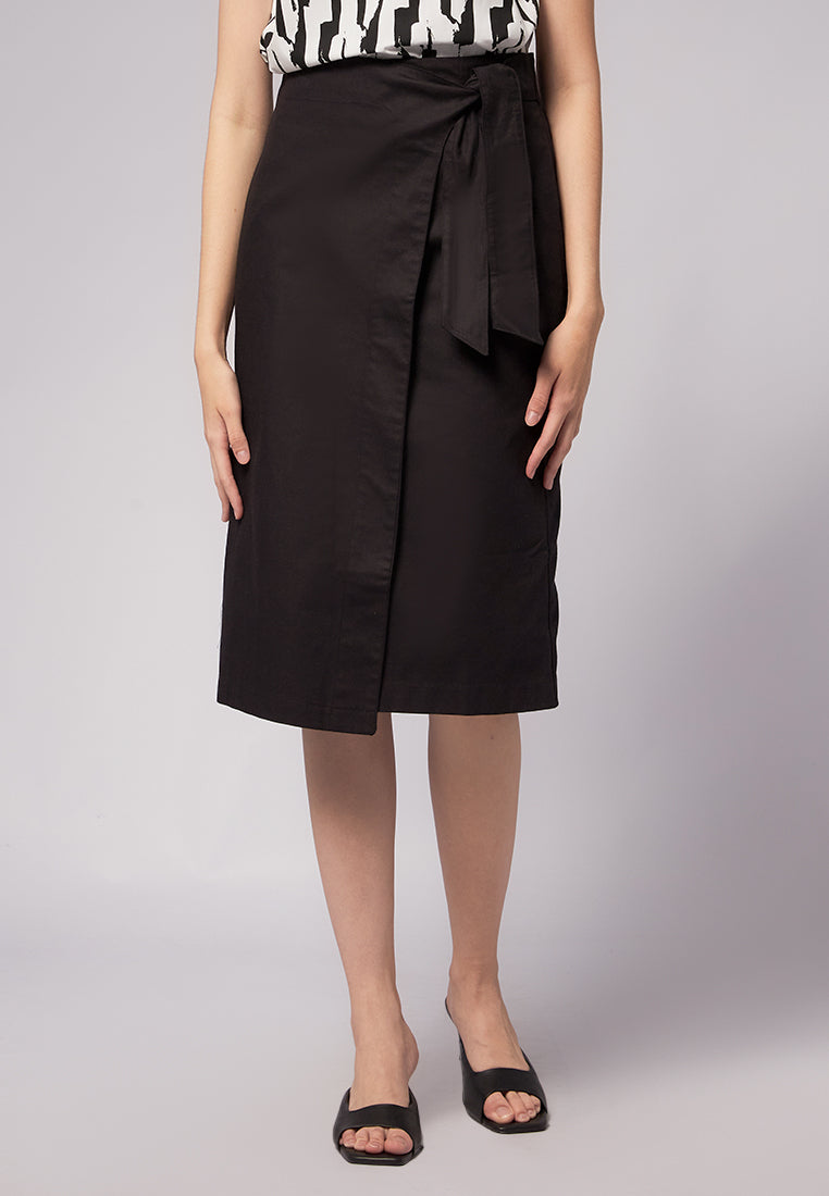 Cotton Midi Wrap Skirt
