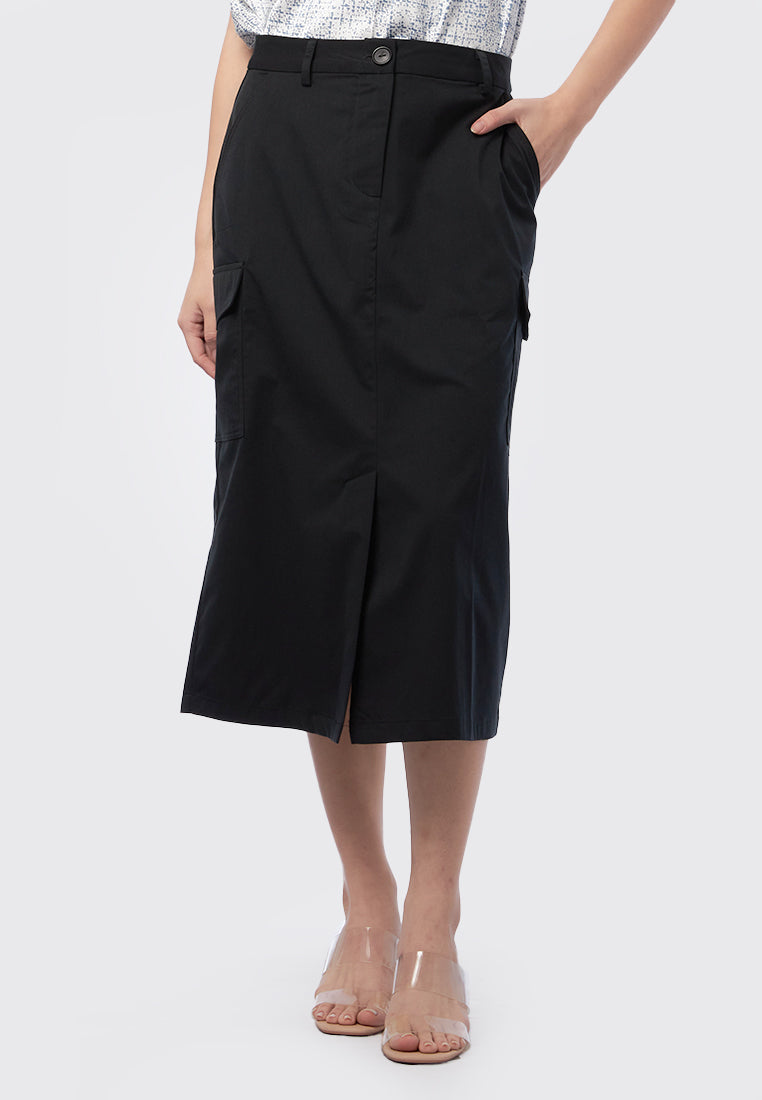 Midi Cargo Skirt Black