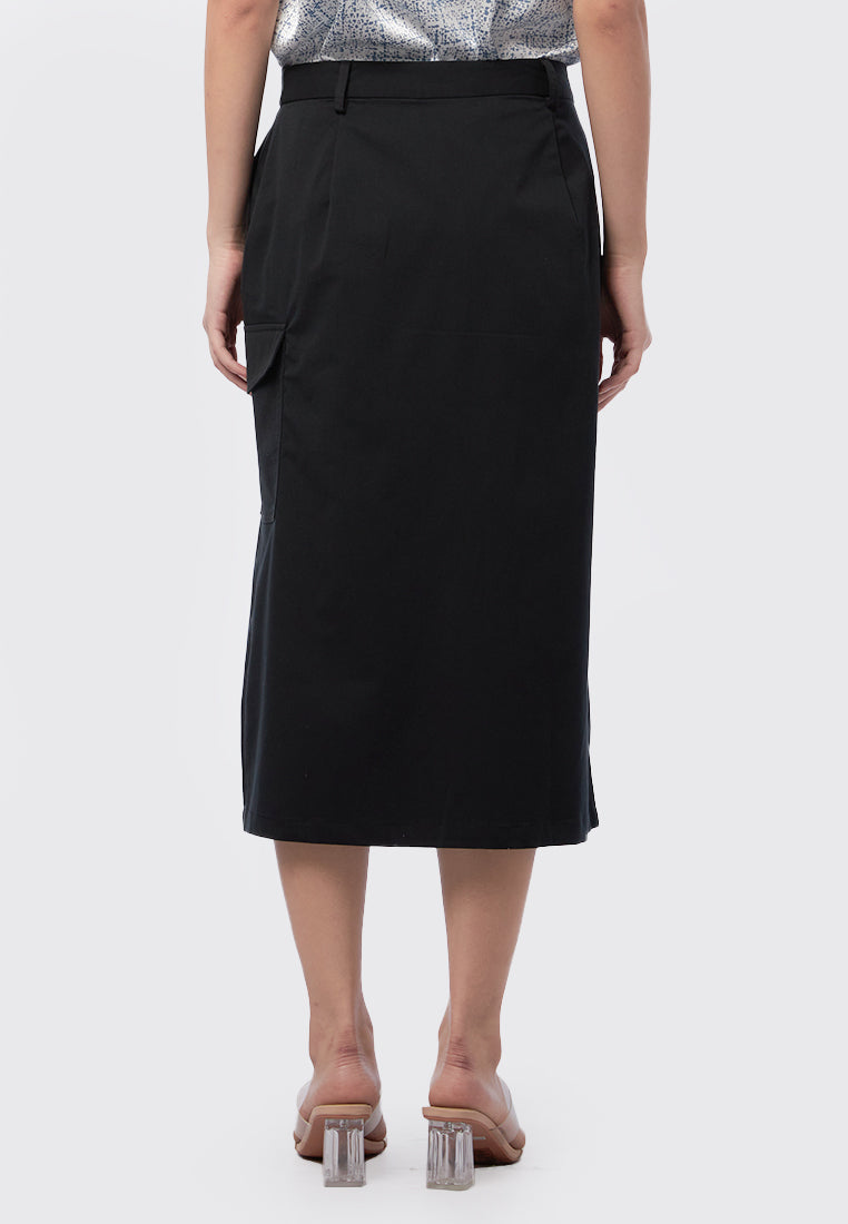 Midi Cargo Skirt Black