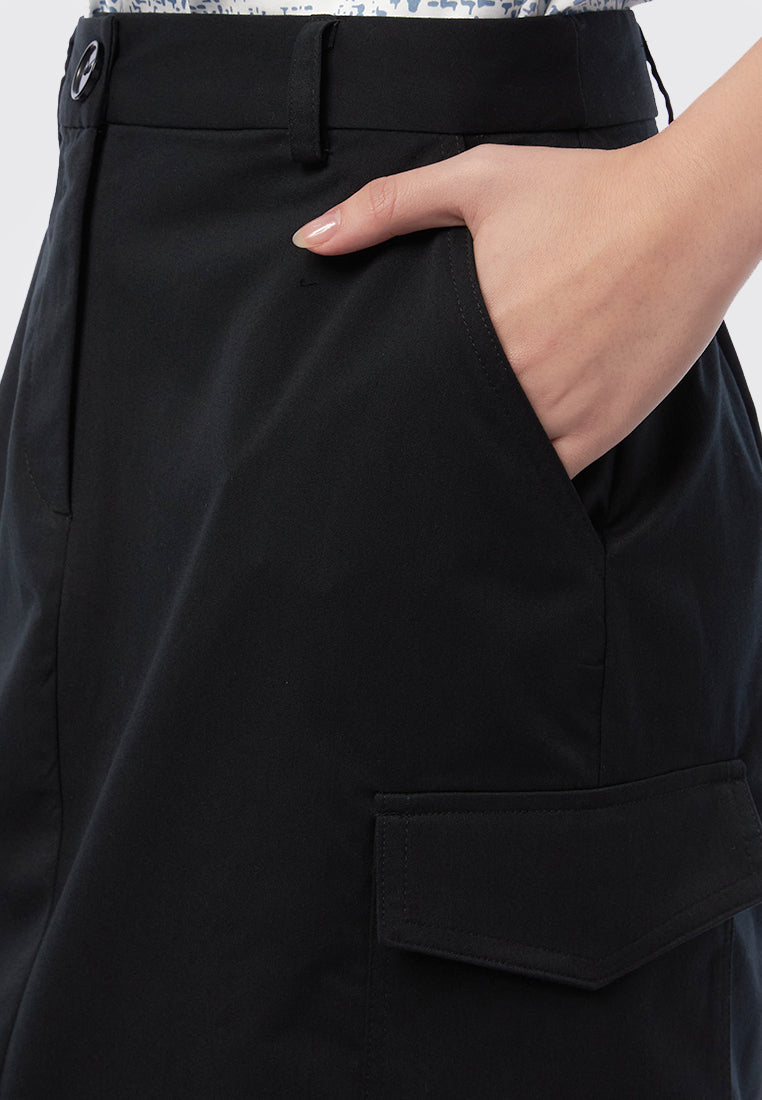 Midi Cargo Skirt Black