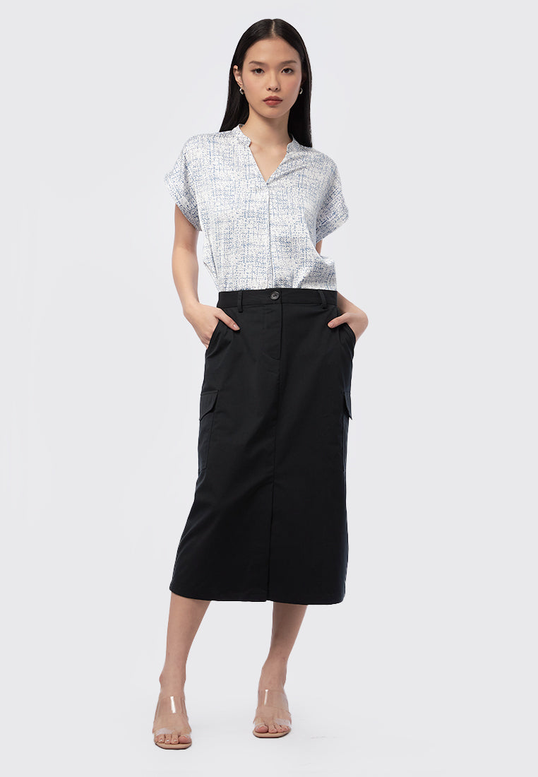 Midi Cargo Skirt Black