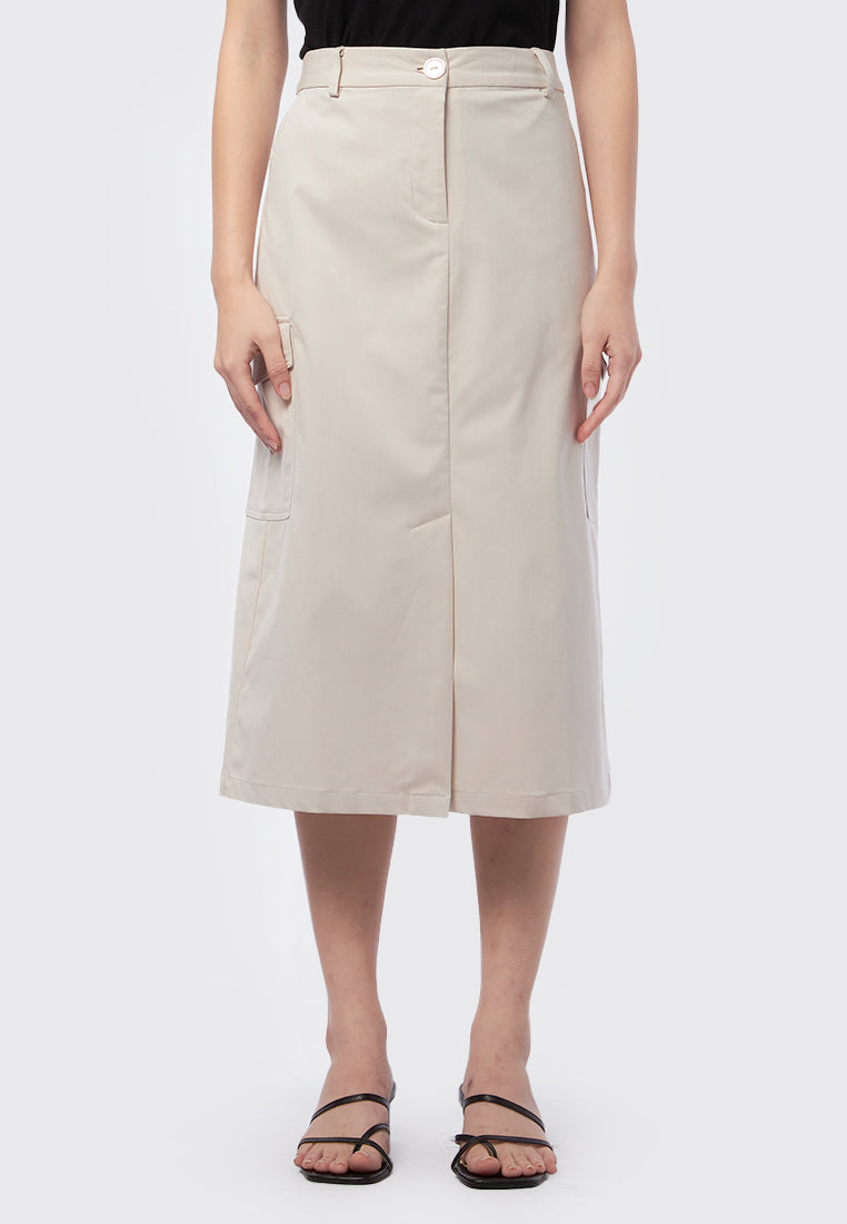 Midi Cargo Skirt Beige
