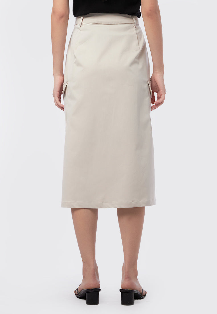 Midi Cargo Skirt Beige
