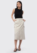 Midi Cargo Skirt Beige